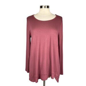 Soft Surroundings Womens Nora Pullover Top Roll Tab Sleeves Crushed Berry size M